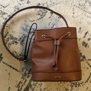Chaps cognac tote/side dump purse